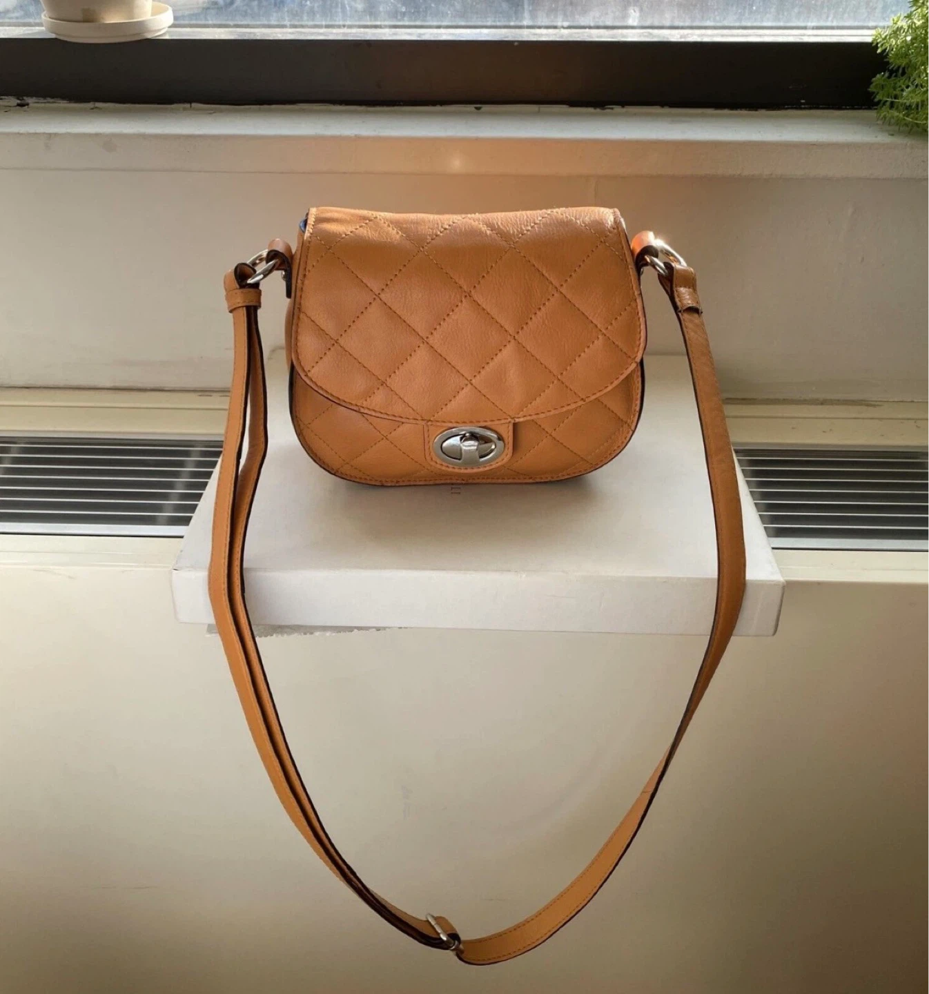 PICARD Saddle CROSSBODY Quilted Bag Leather Mustard Strap ⚽️ - photo 2