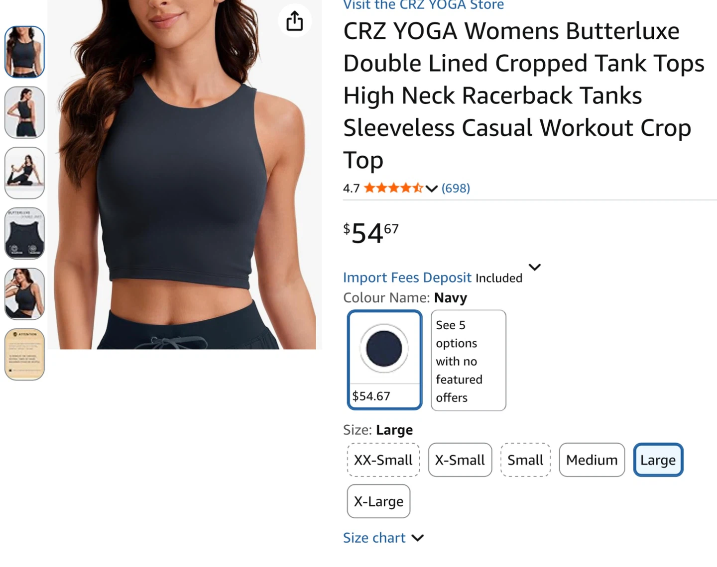 New Leapstride Women's Cropped Bra Top - Large - photo 5