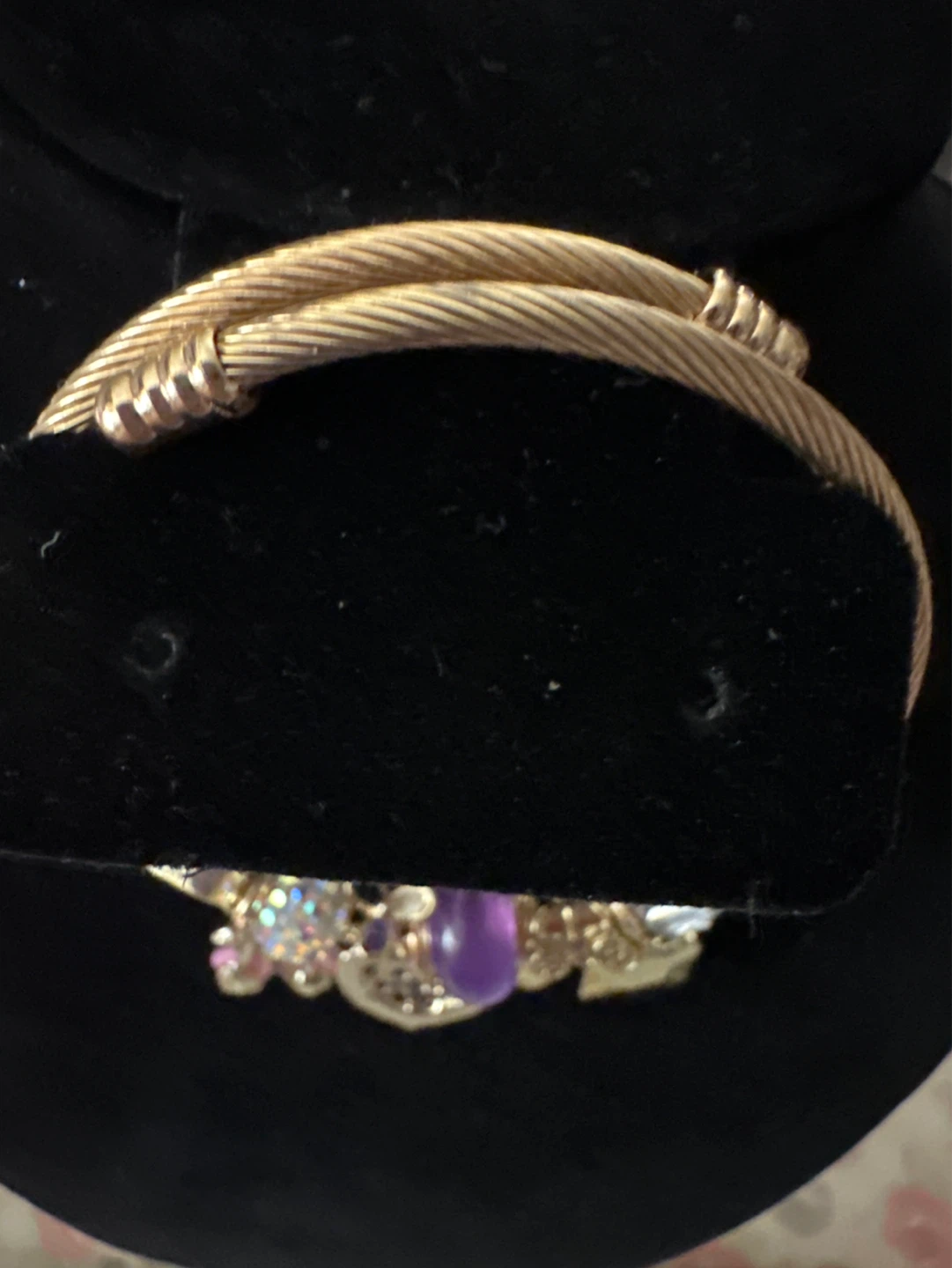 Stainless steel Gold Tone Charm Bracelet with Purple Accents - photo 2