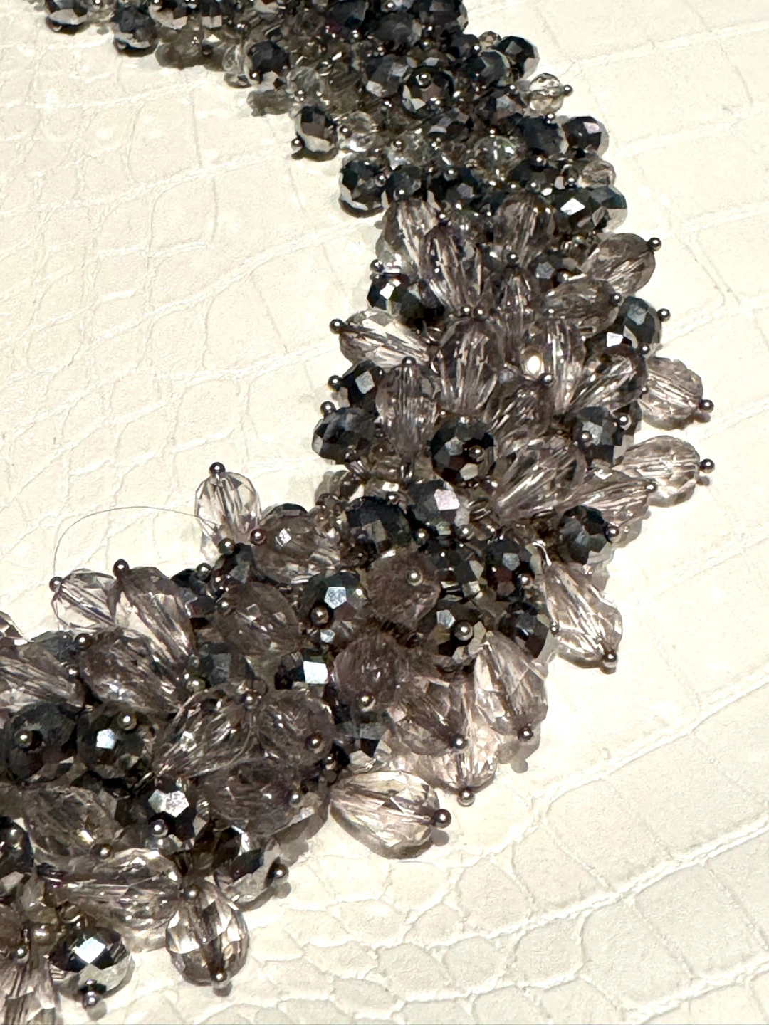 Beaded Statement Necklace - Gray & Clear - photo 2