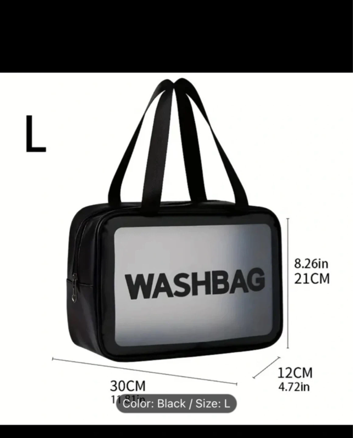 Washbag Travel Toiletry Bag - Black - Size L⚽️
