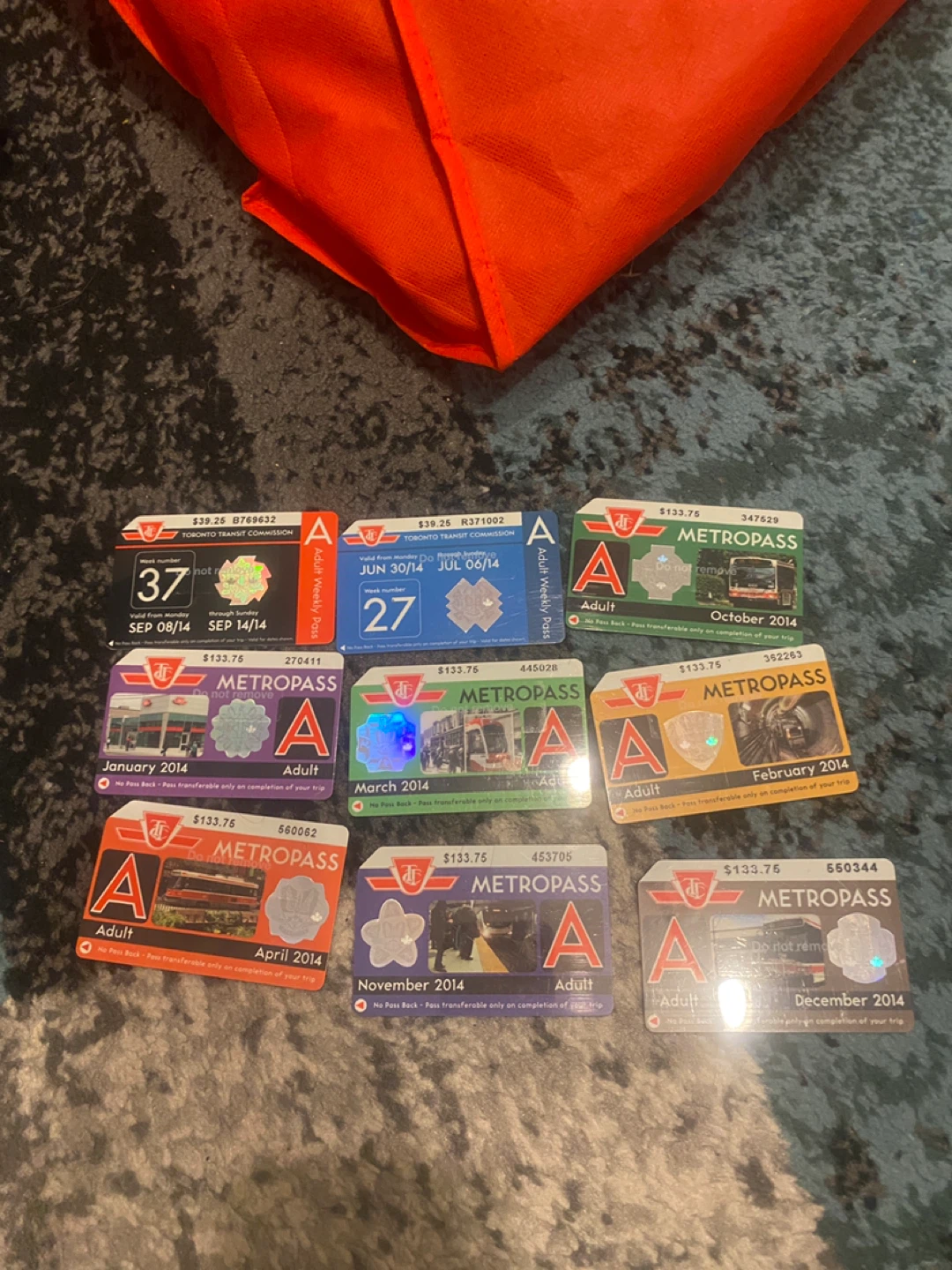 Toronto Transit Commission Metropasses (9 Passes)