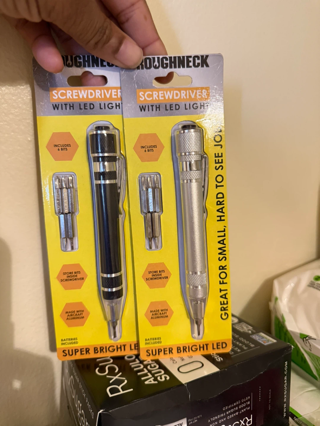 Roughneck Screwdriver with LED Light and 6 Bits (2 Pack)