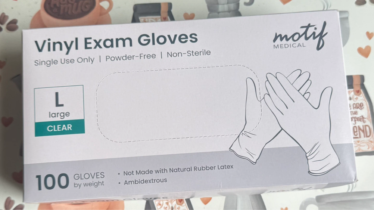 Motif Medical Vinyl Exam Gloves - Large - 100 Count
