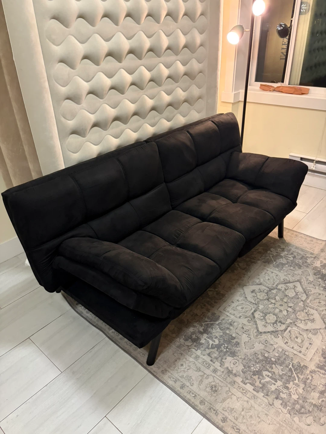 Black memory foam futon sofa