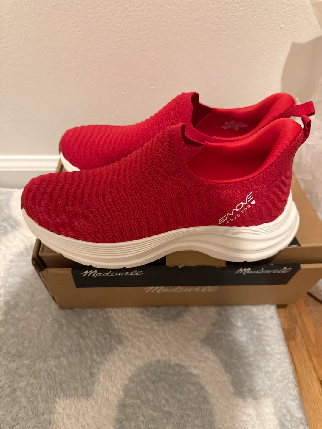 Madewell eMOVE Red Knit Slip-On Sneakers