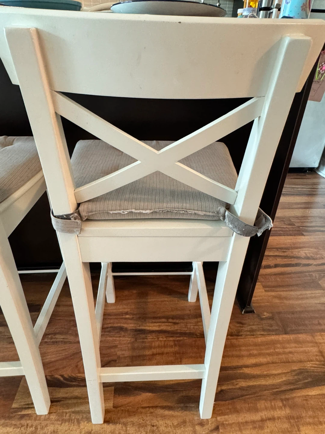 White Counter Stools with Cushioned Seats - photo 4