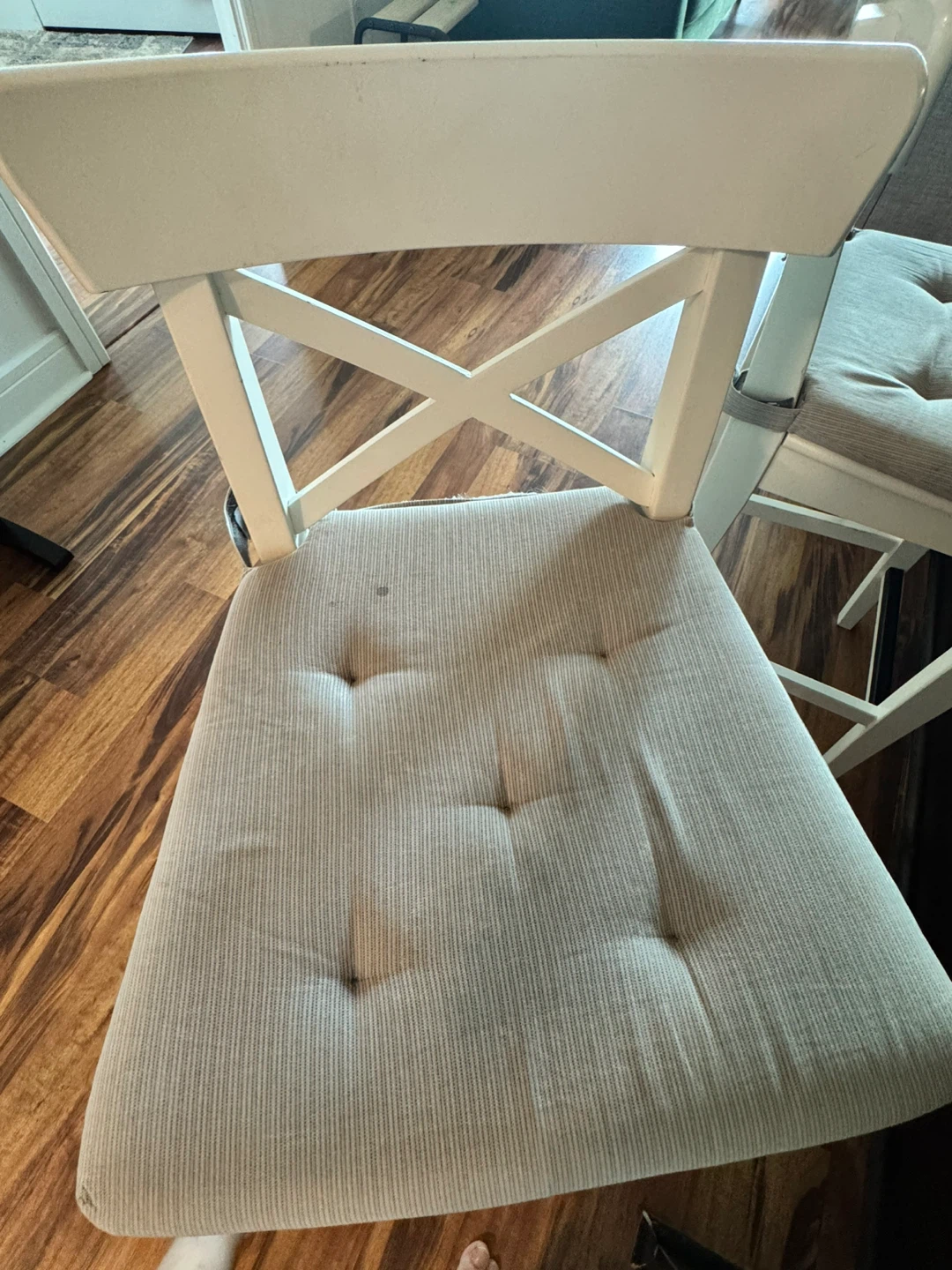 White Counter Stools with Cushioned Seats - photo 2