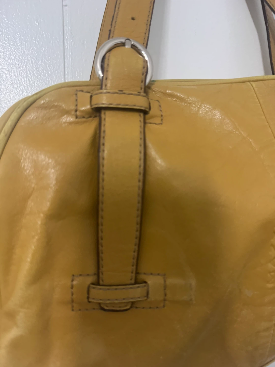Italian hand craft brand, Mazzini Yellow Leather Shoulder Bag - photo 4