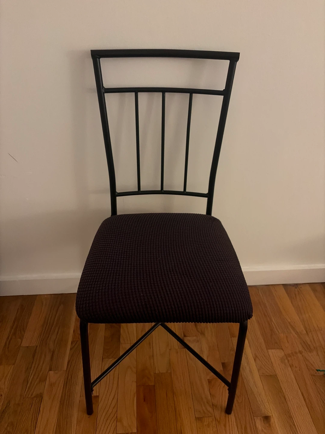 Black Metal Dining Chair with Padded Seat