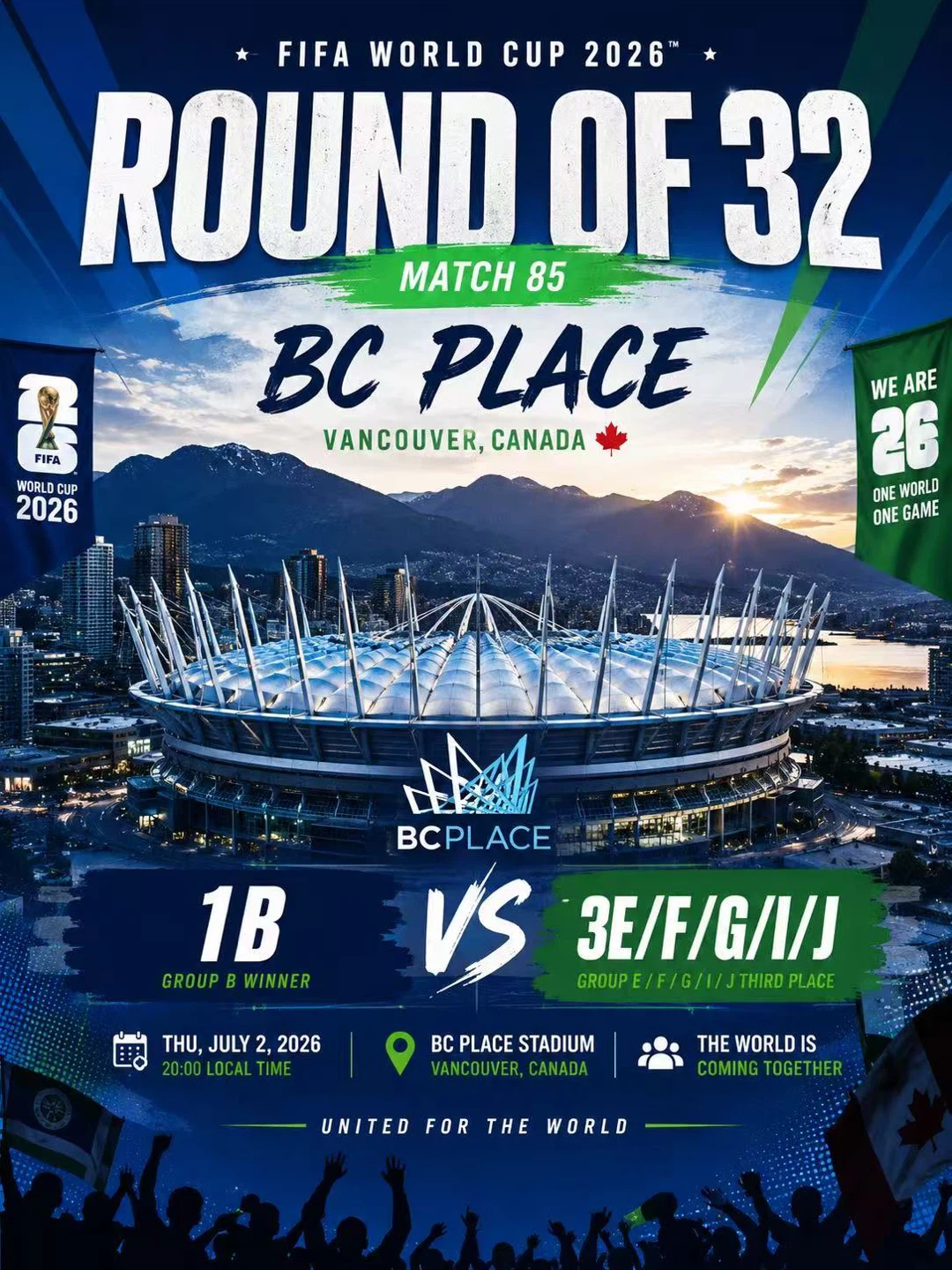 FIFA World Cup 2026 Round of 32 Match 85 Poster