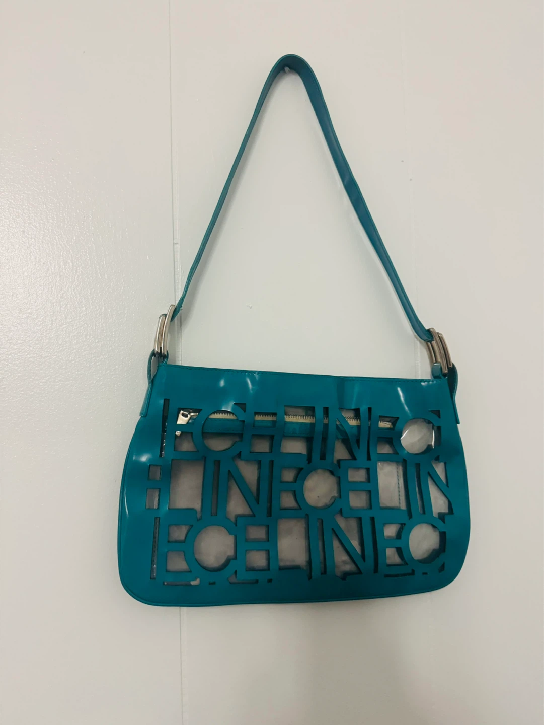 1990 Vintage Teal CELINE PVC Shoulder Bag
