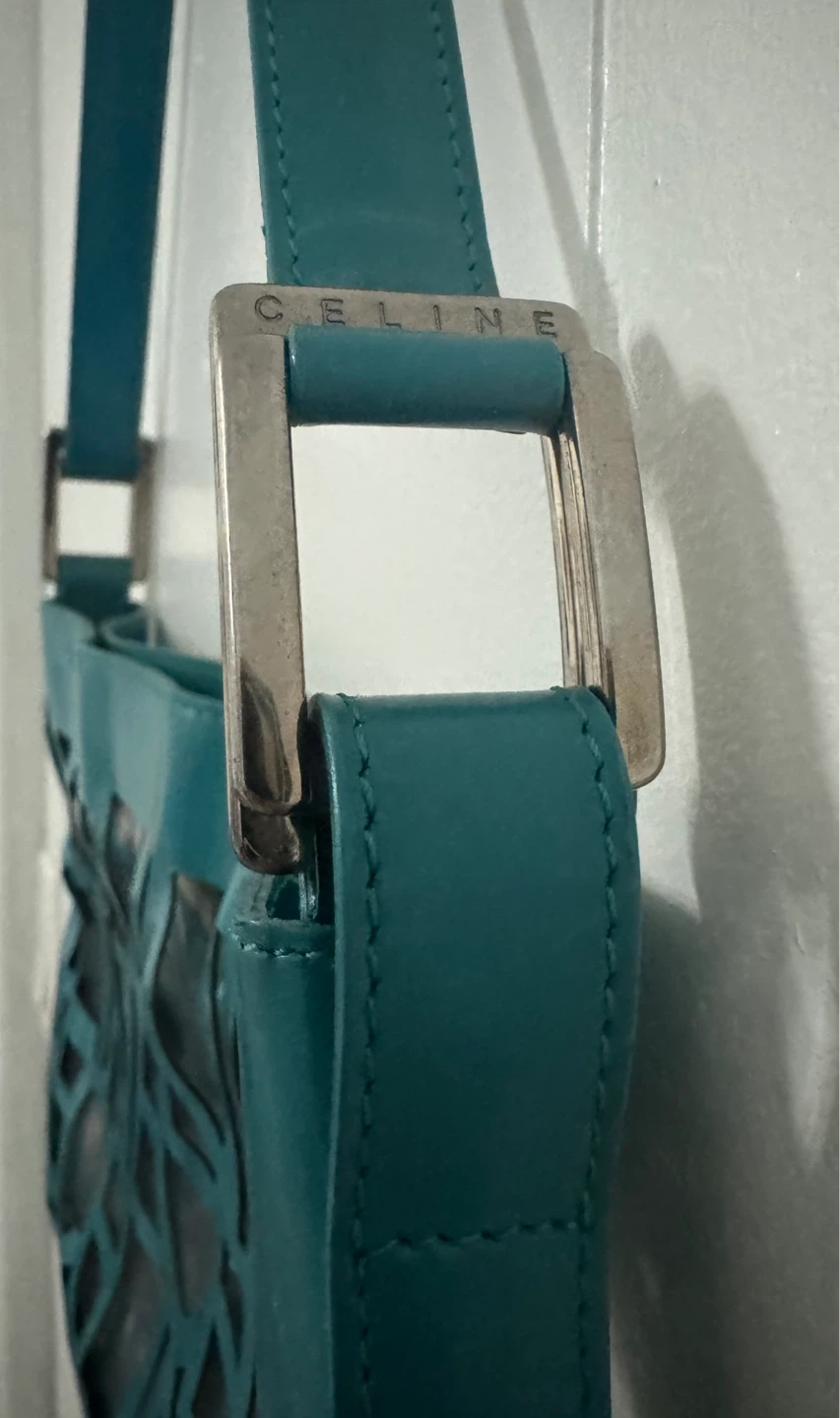1990 Vintage Teal CELINE PVC Shoulder Bag - photo 2