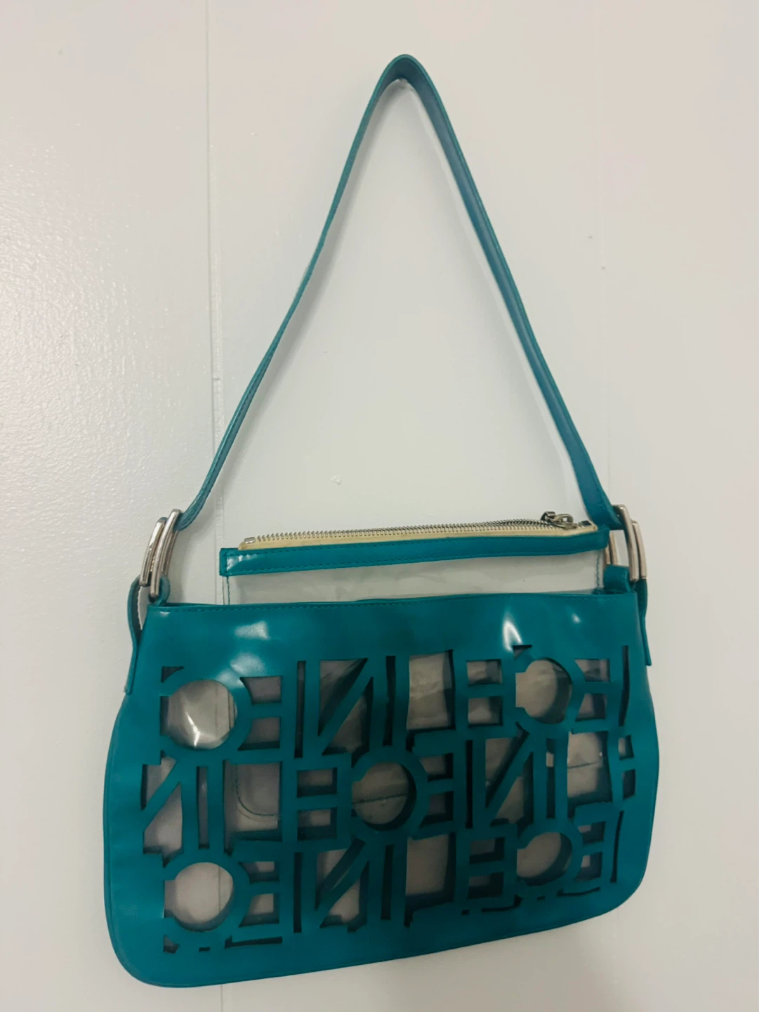 1990 Vintage Teal CELINE PVC Shoulder Bag - photo 4