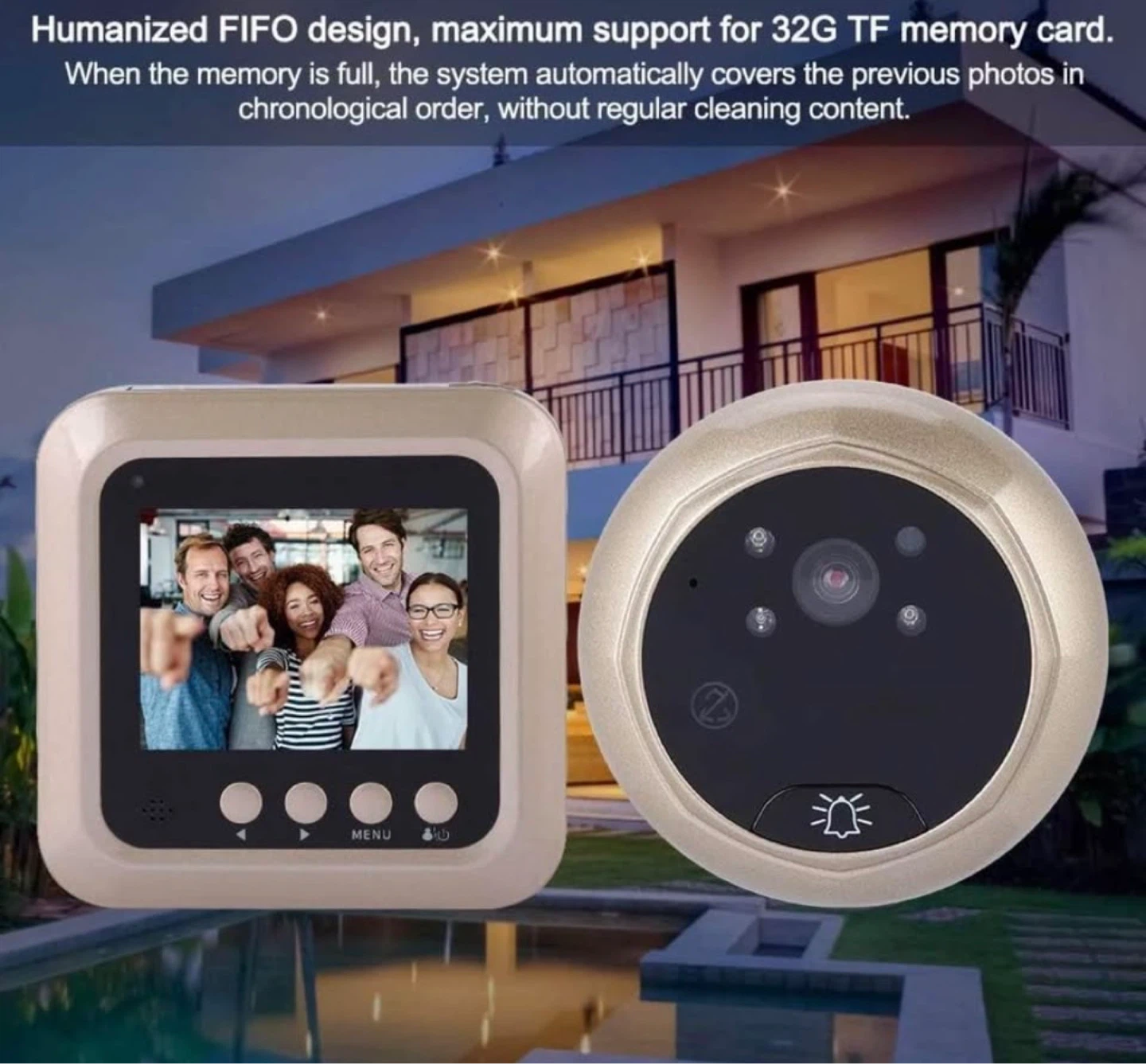 New Sonew HD 1080P Video Door Bell, 2.4" Screen - photo 4