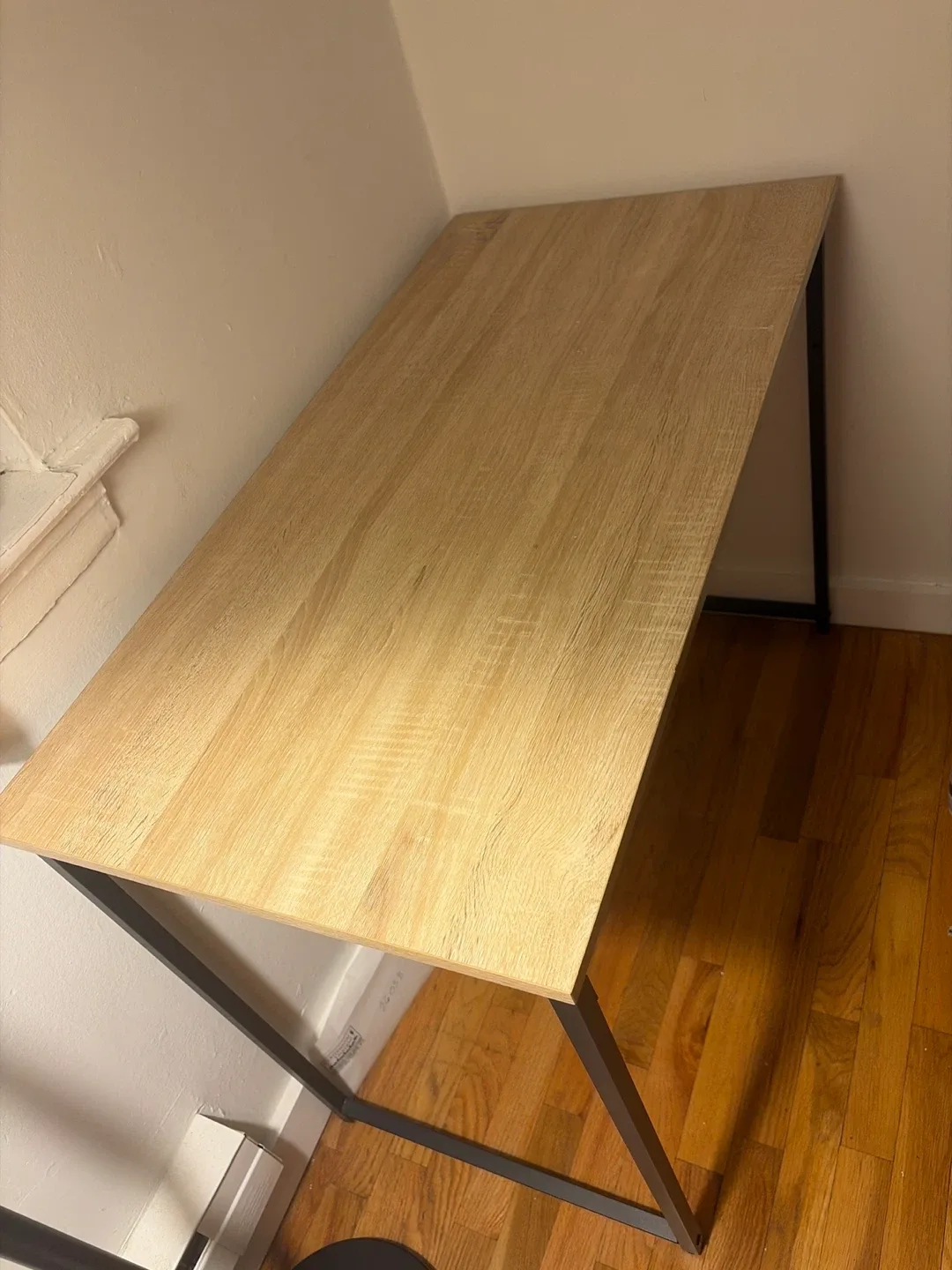 Wooden Desk with Black Metal Frame