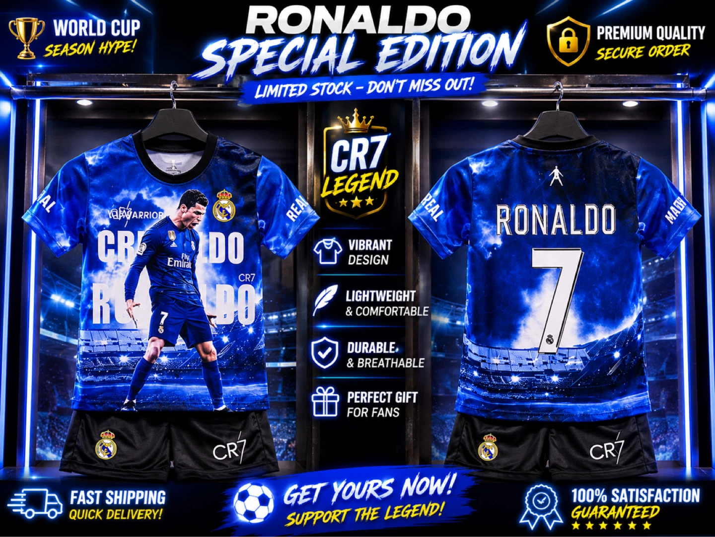 Ronaldo CR7 Special Edition Jersey and Shorts Set