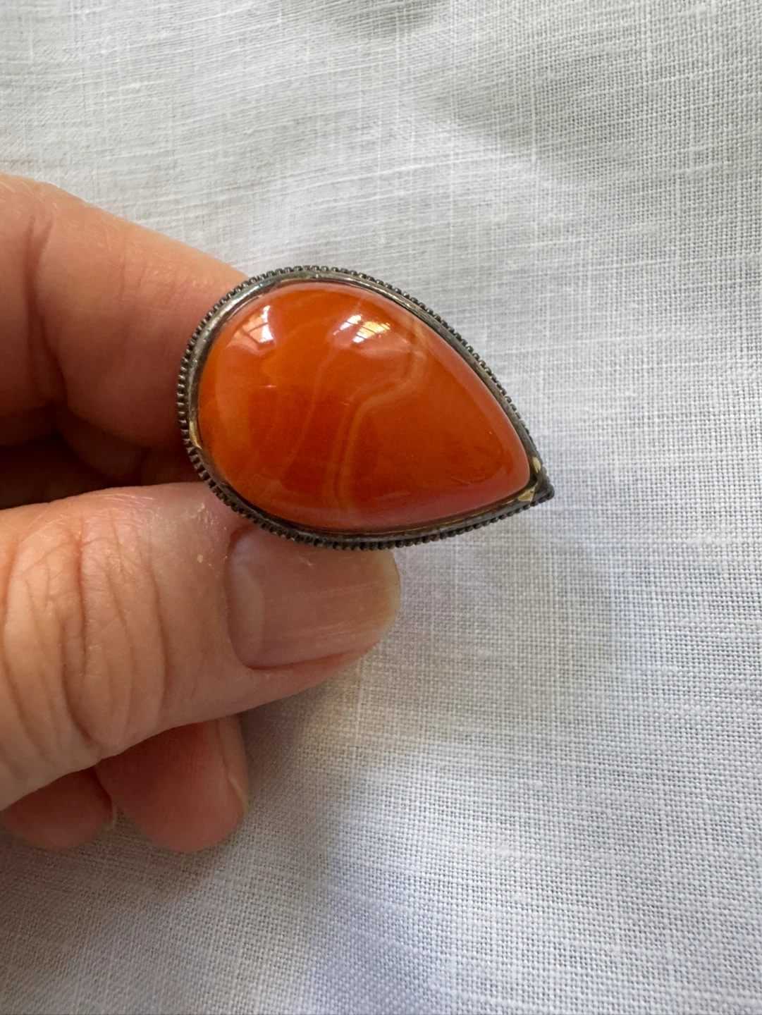 Orange Agate Gemstone silver Ring