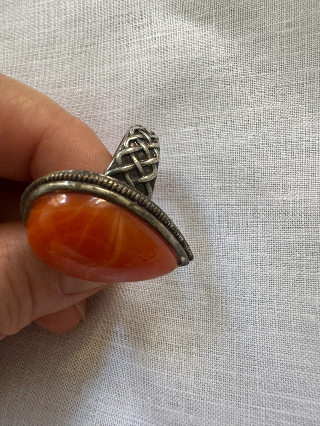 Orange Agate Gemstone silver Ring - photo 2