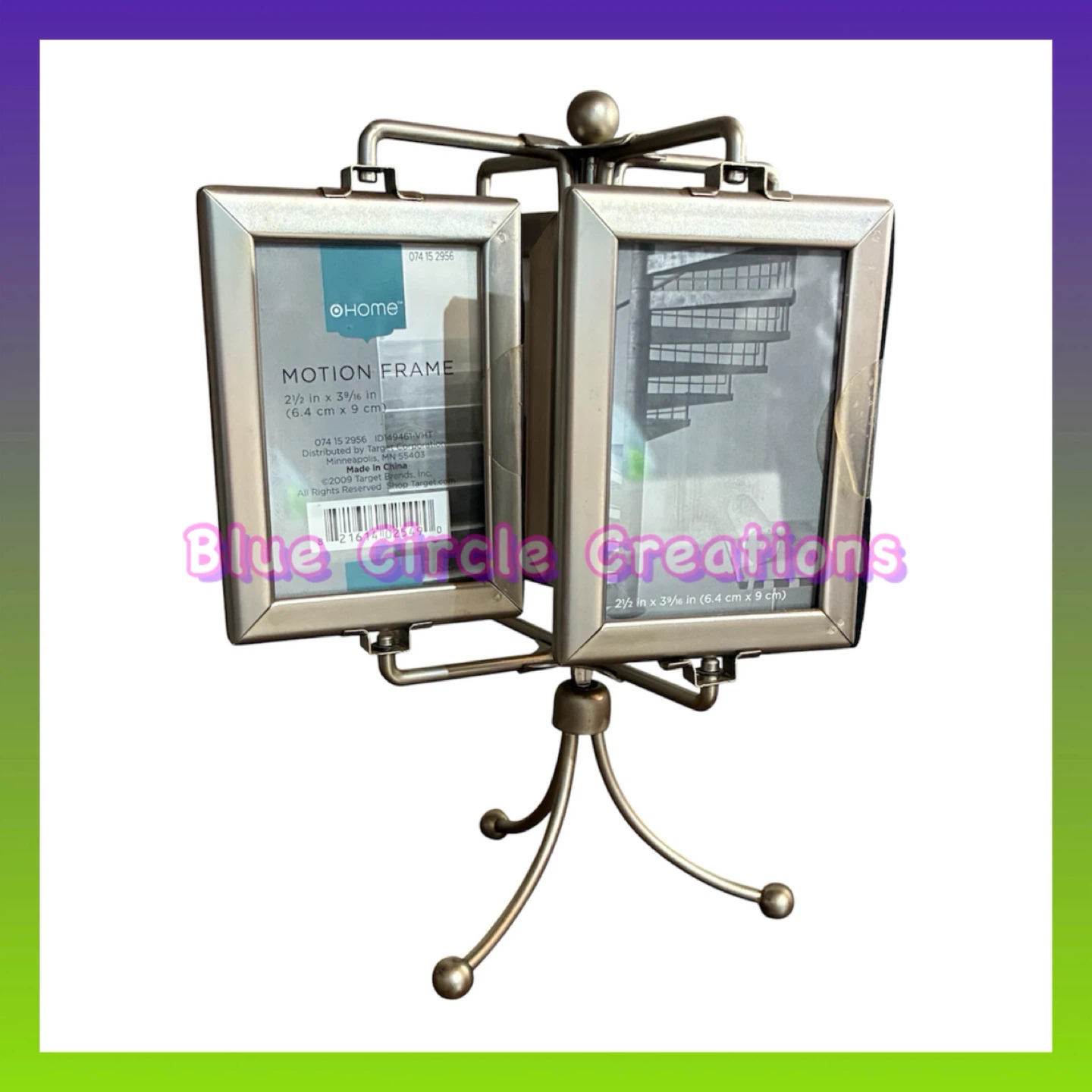 HOME Motion Picture Frame Pewter 8 Photos Spins New