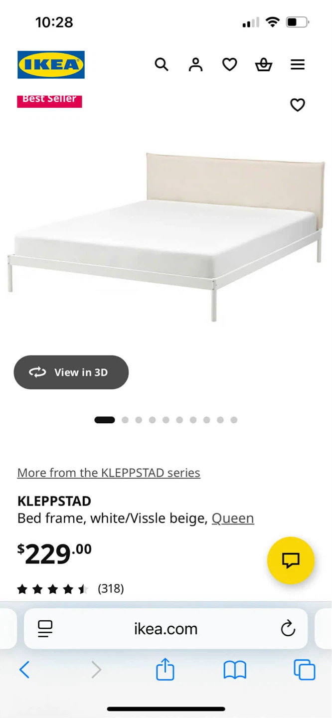 IKEA KLEPPSTAD Queen Bed Frame - White/Vissle Beige - photo 2