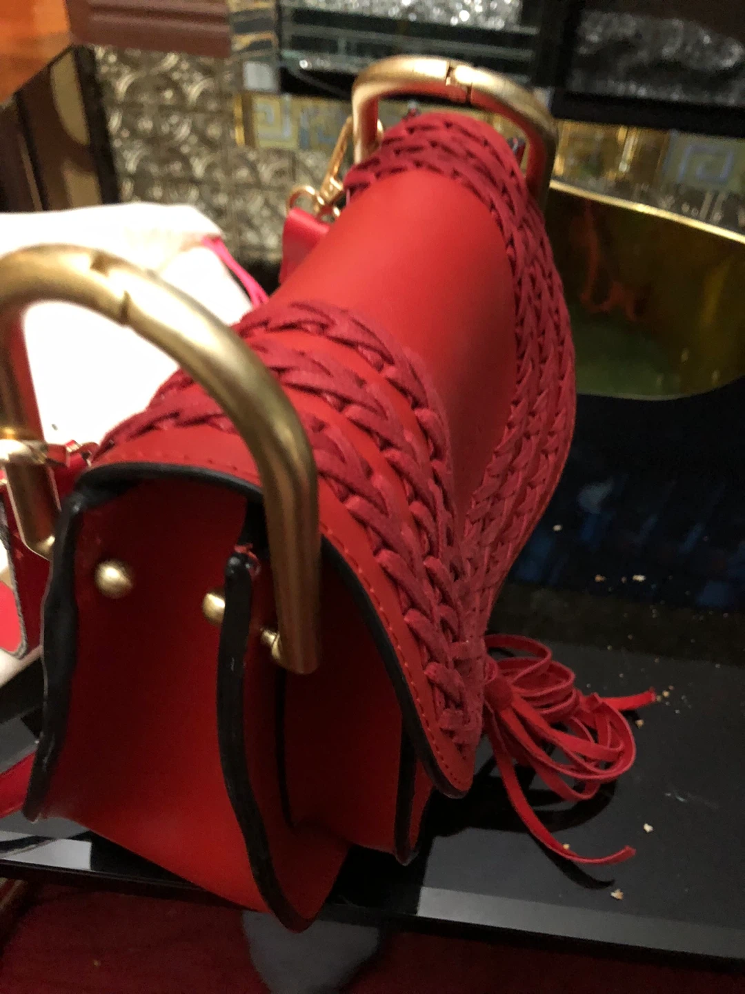 Chloe Red Leather Saddle Bag with Tassel - photo 4
