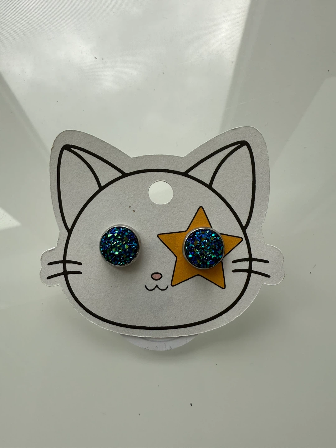 ⚽️ New Sparkly Blue Glitter Stud Earrings