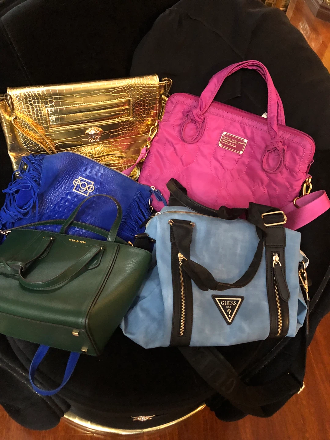 Pink Leather Handbag with Gold Hardware - photo 3