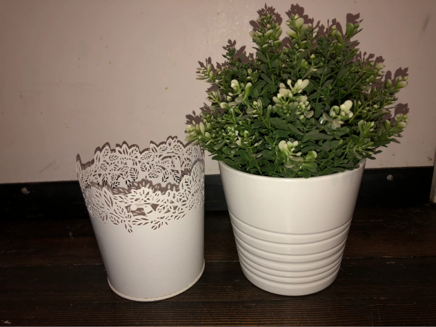 Decorative White Plant Pots (Set of 2)