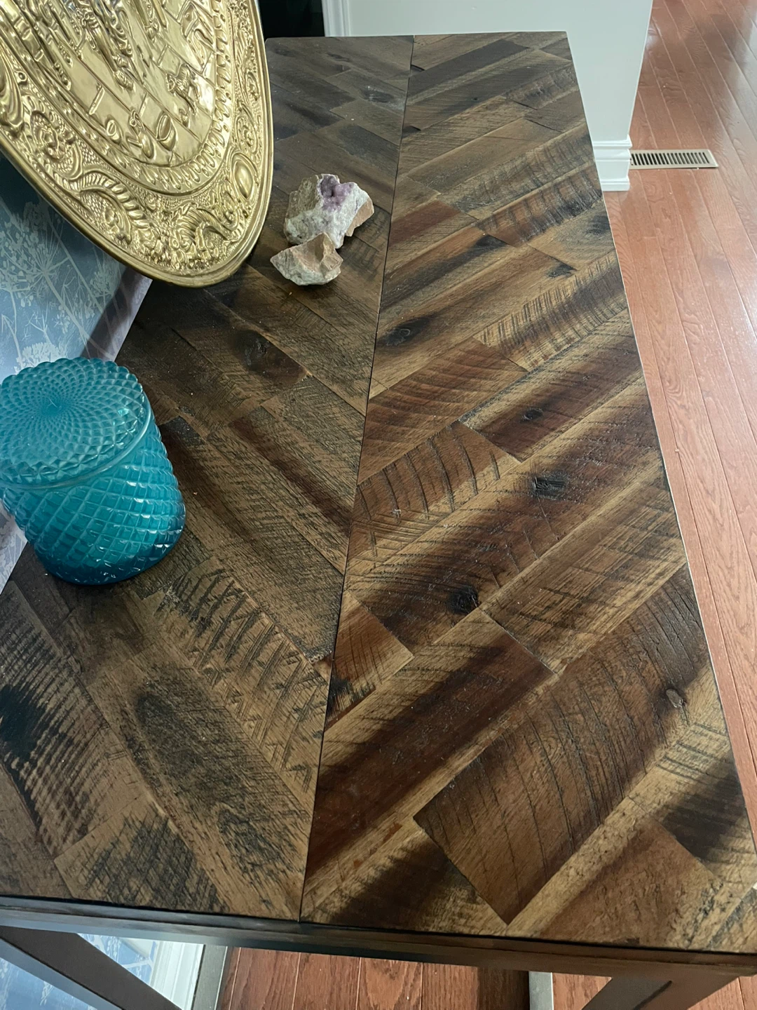 Rustic Herringbone Console Table