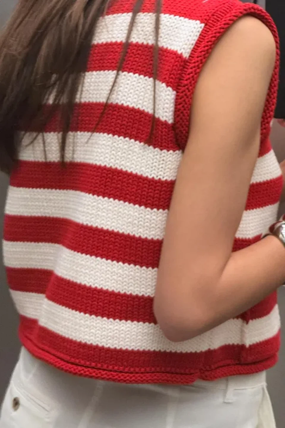 Zara red White Striped Knit Vest- size s - photo 2