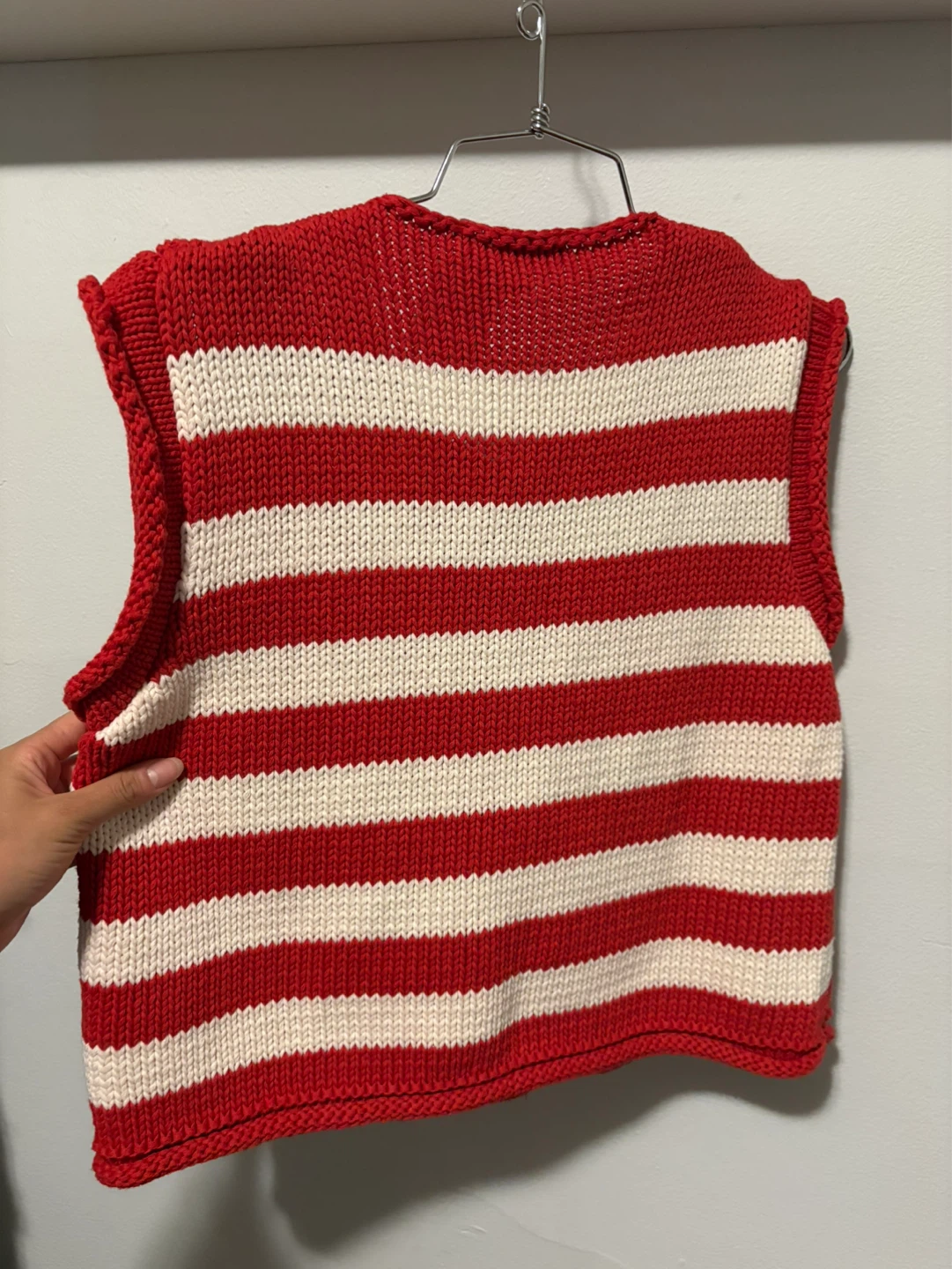 Zara red White Striped Knit Vest- size s - photo 3