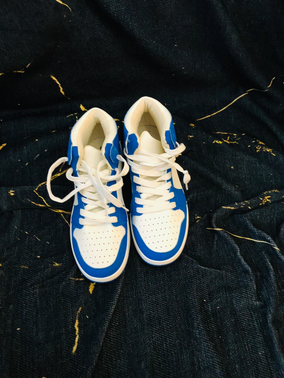 White and Blue High-Top Sneakers9