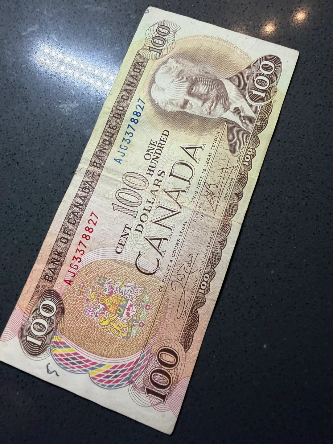 Bank of Canada One Hundred Dollar Bill