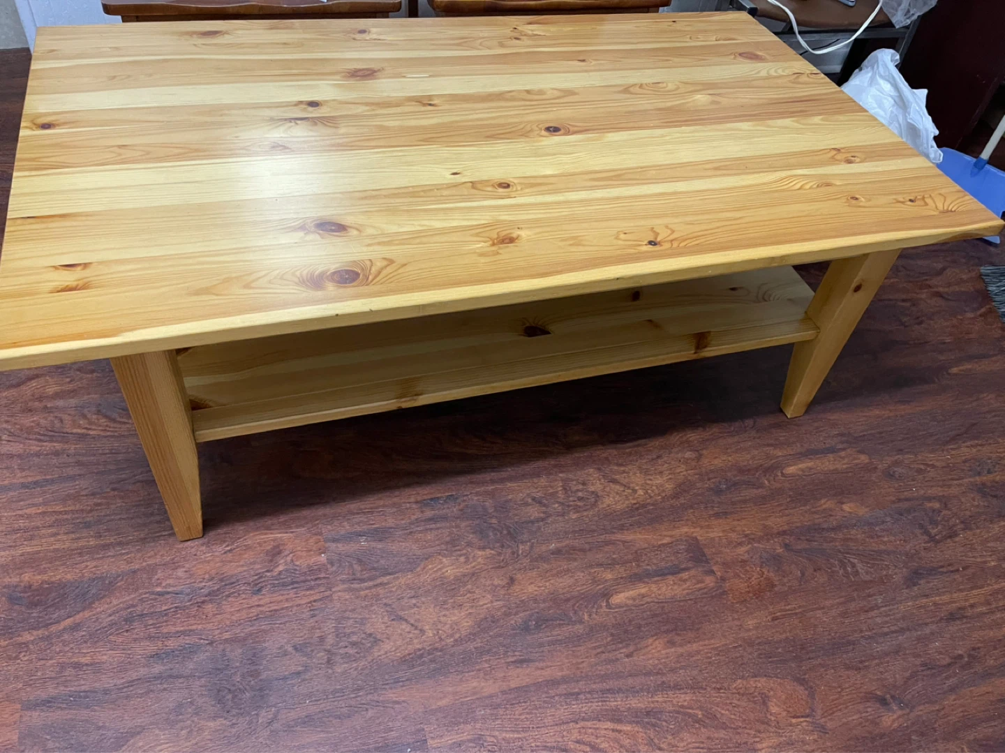 Ikea Pine Wood Coffee Table with Shelf