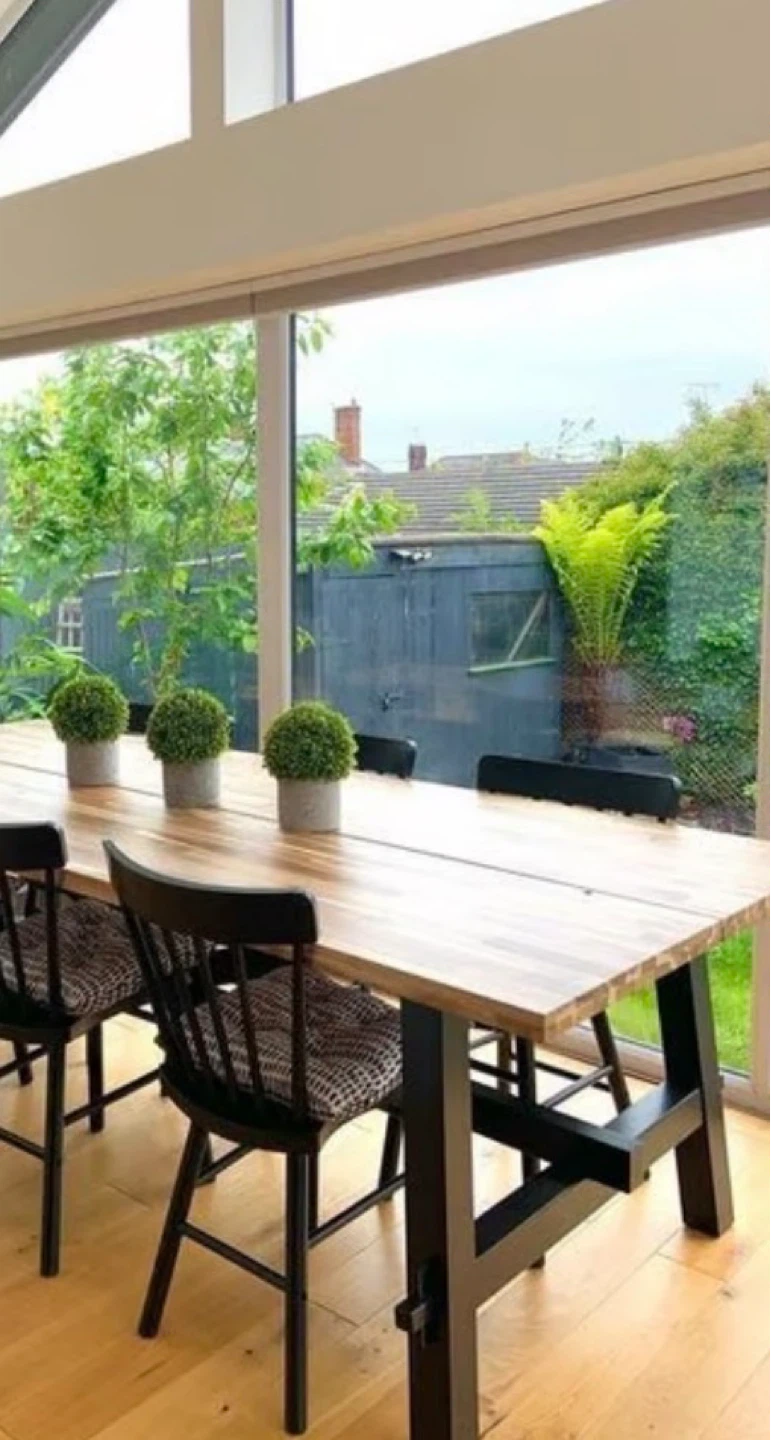 Wooden Dining Table with Black X-Legs - photo 5
