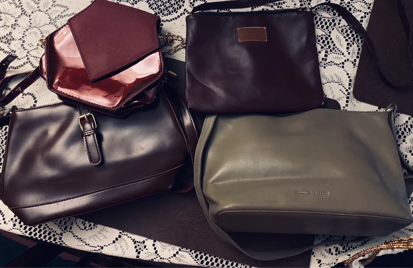 Charles & Keith Taupe Shoulder Bag