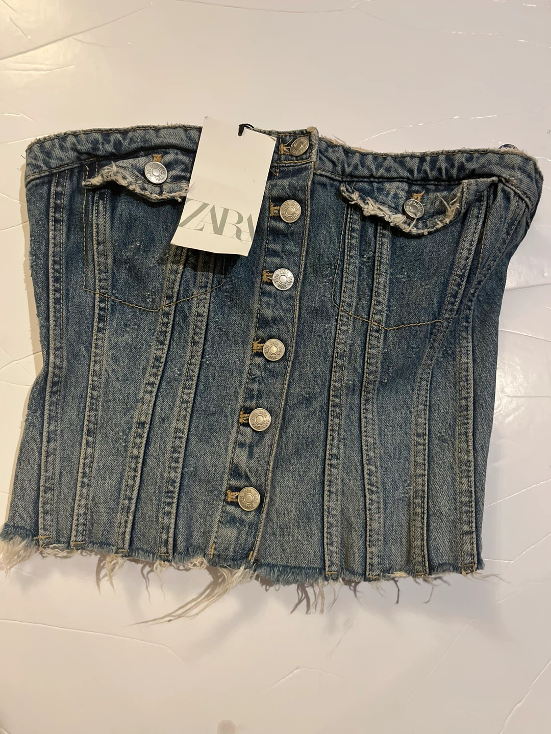 ZARA Denim Corset Top medium