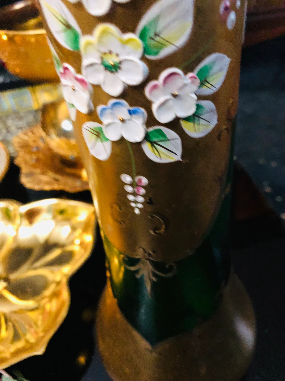 24 k Gold plated hand painting flower vase - photo 3