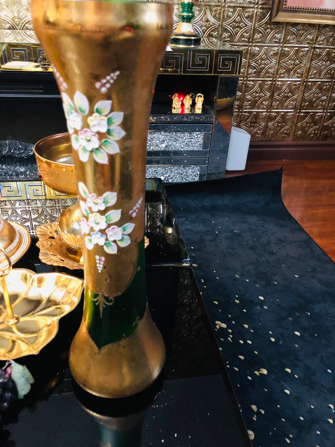 24 k Gold plated hand painting flower vase