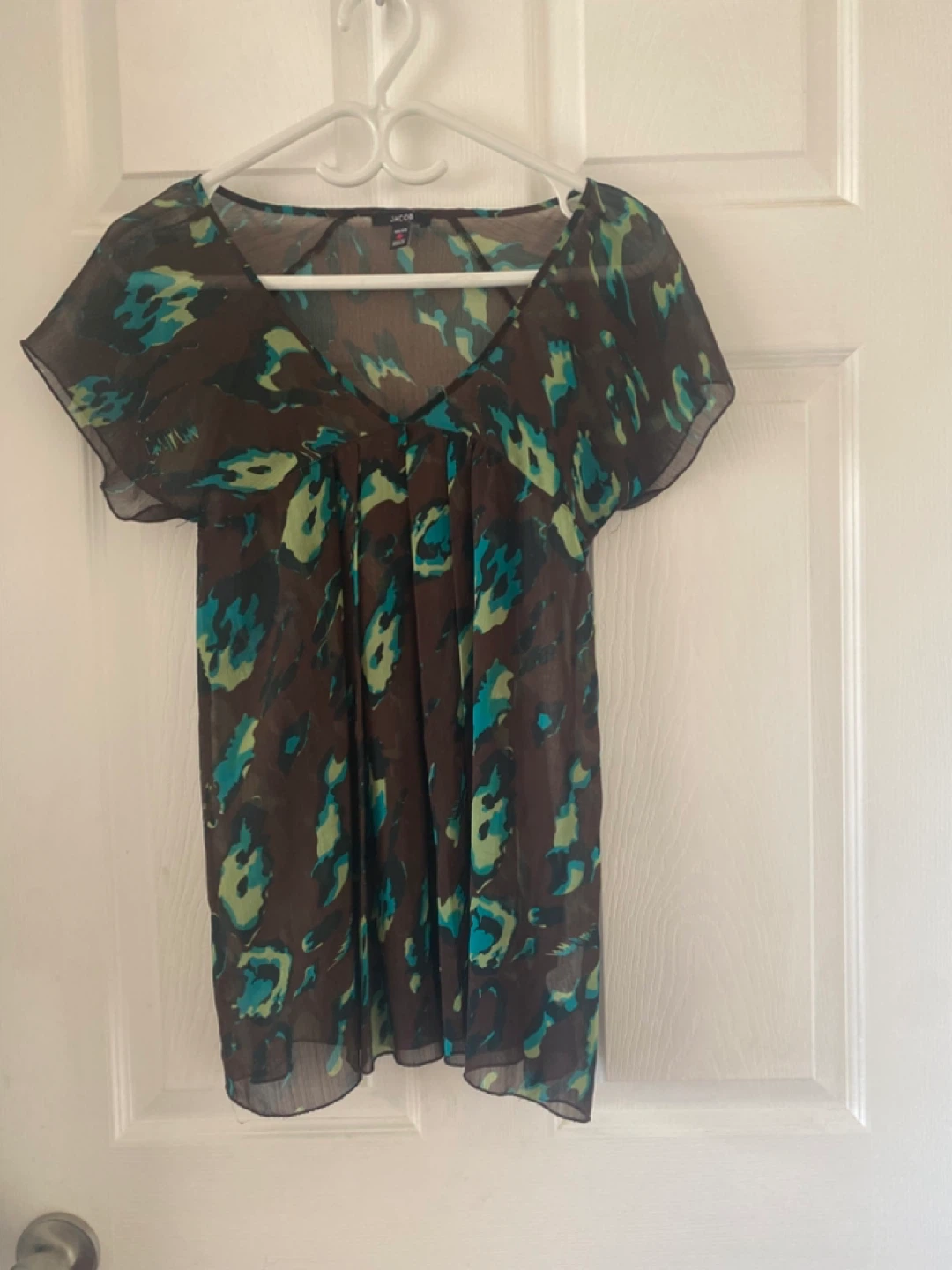JACOB Sheer Leopard Print Blouse - TP/XS