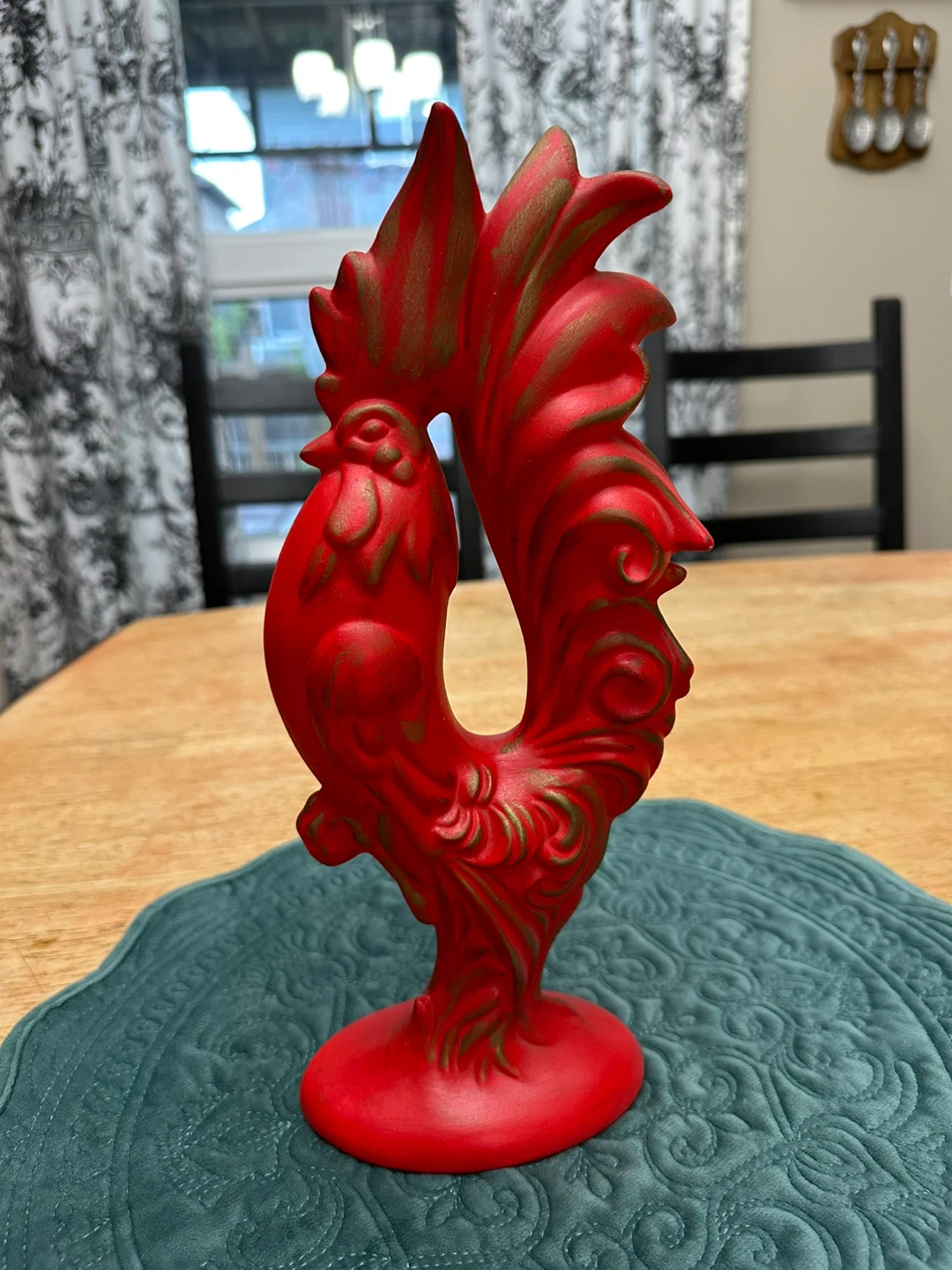 Vintage Red Rooster Figurine 1970