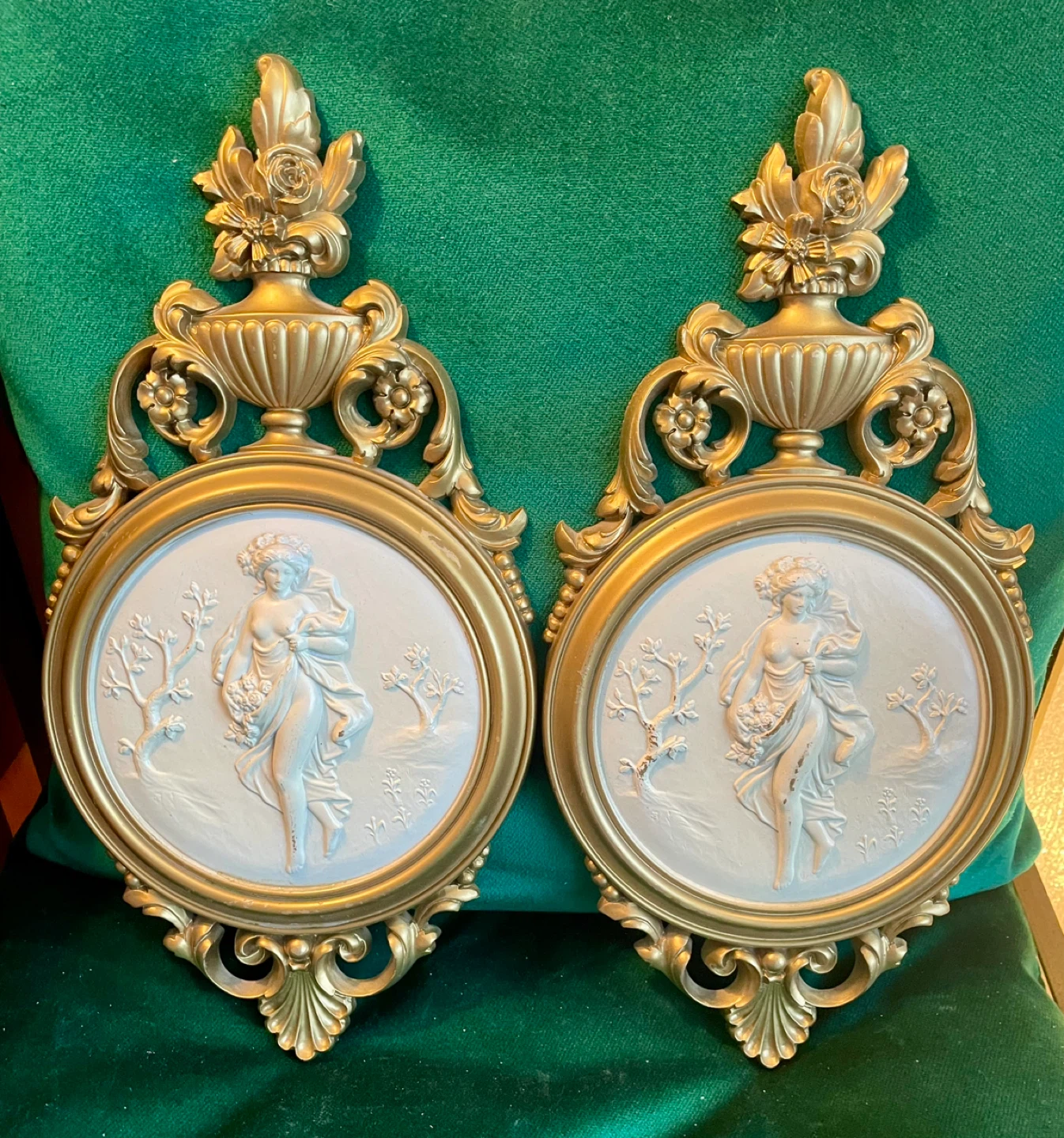 Pair of Vintage Ornate Wall Plaques