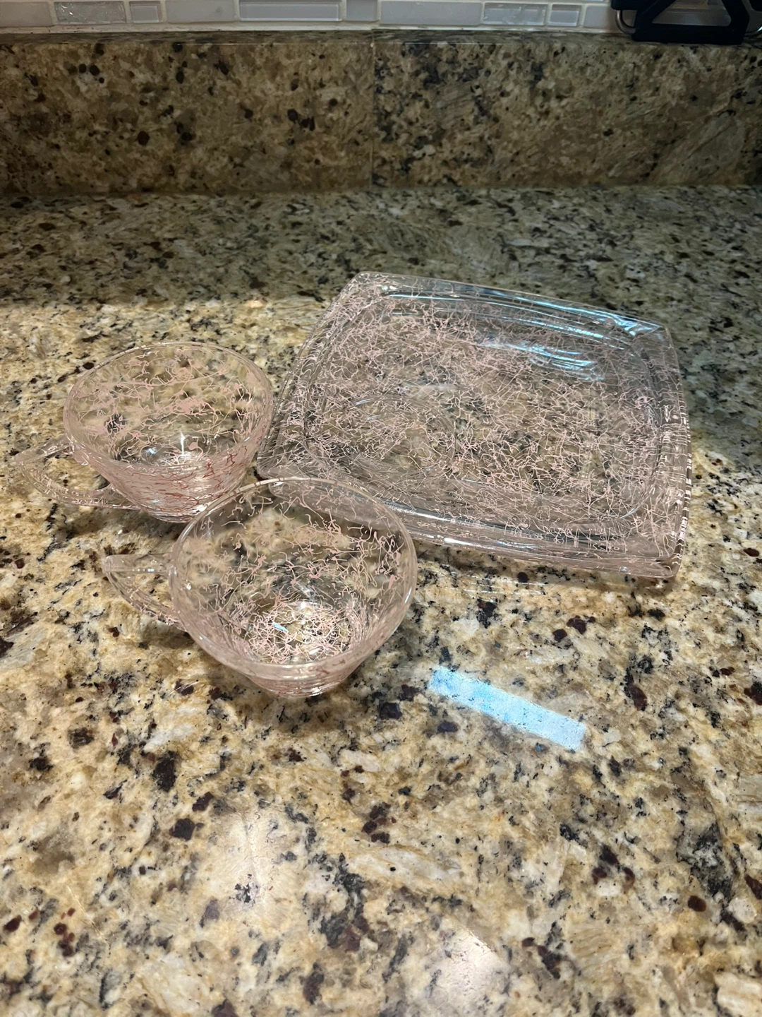 Clear Pink Swirl Cup and Saucer Set⚽️ - photo 2