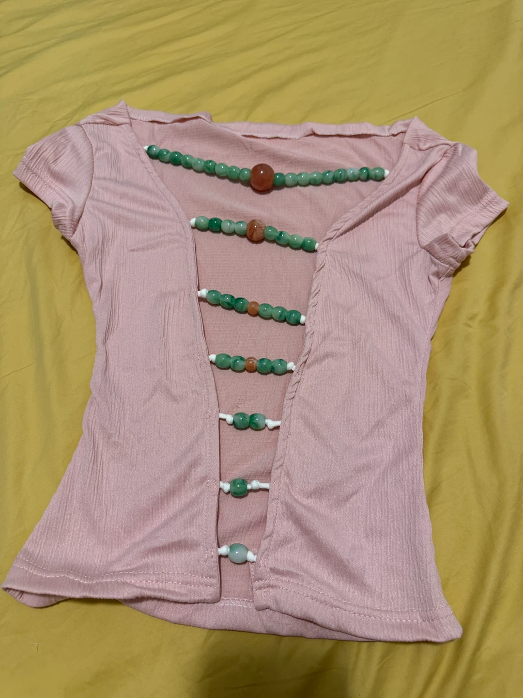 Pink Shirt with Jade Bead Embellishments - photo 2