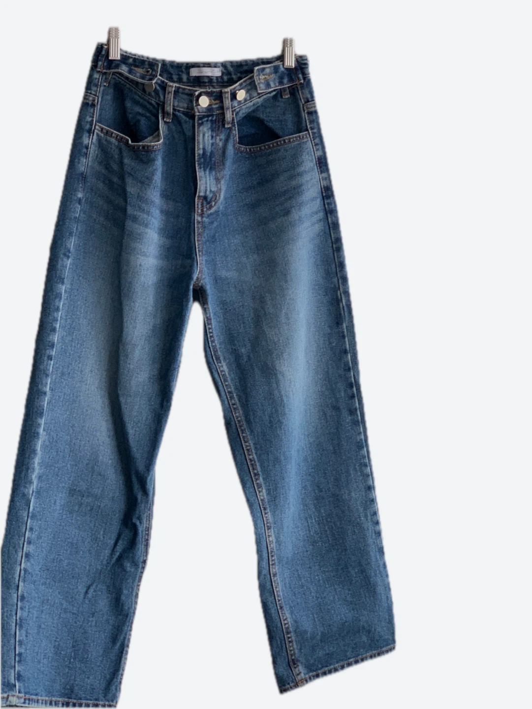 Waist Adjustable Blue Denim Wide Leg Jeans