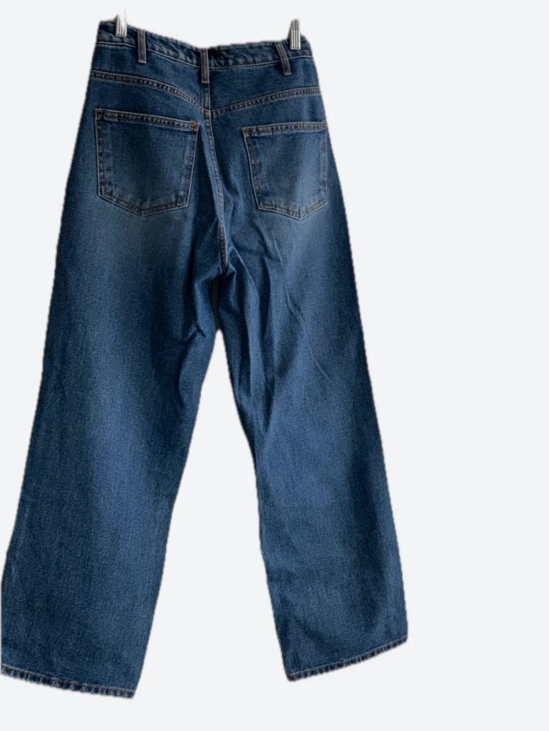 Waist Adjustable Blue Denim Wide Leg Jeans - photo 5