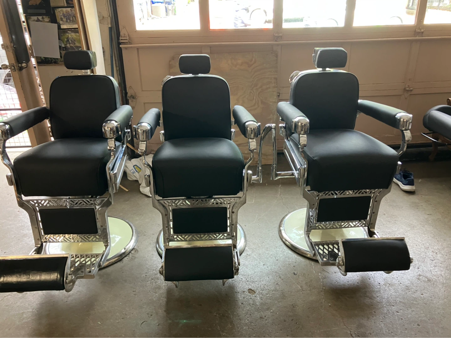 Three 1950 s Belmont Takara barber chairs