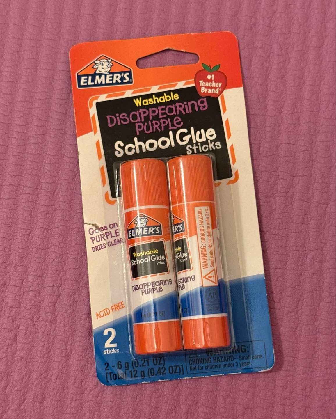 NEW⚽️Elmer's Washable Disappearing Purple School Glue Sticks