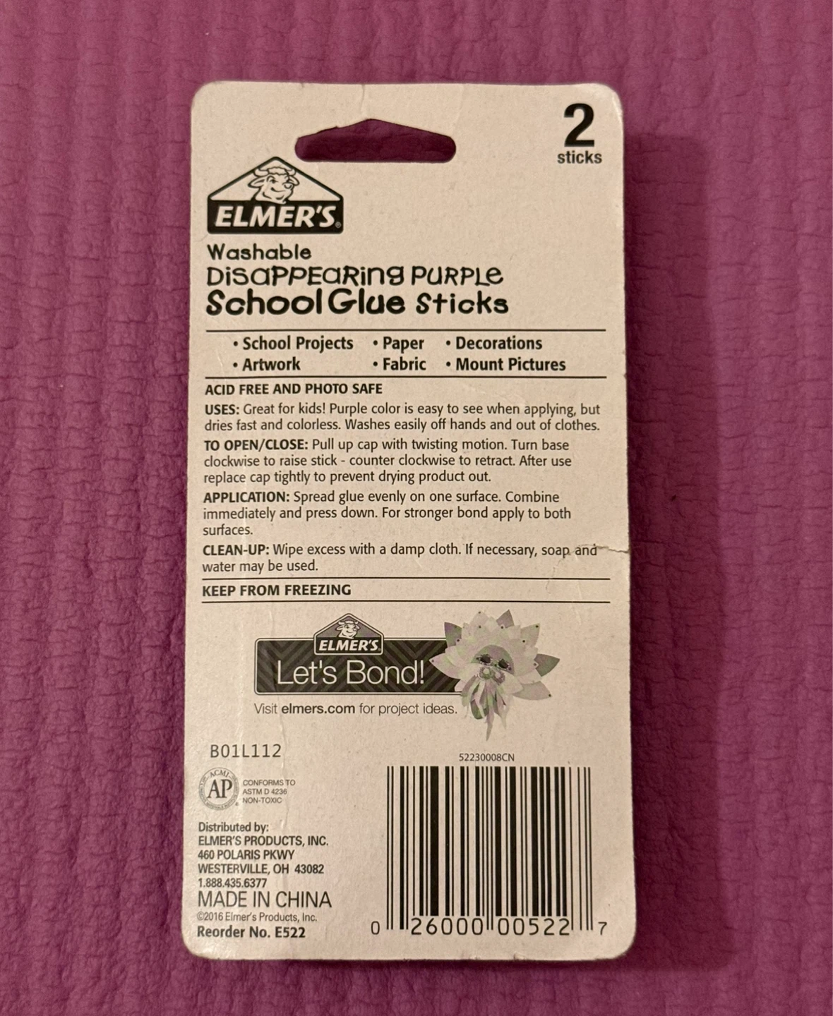 NEW⚽️Elmer's Washable Disappearing Purple School Glue Sticks - photo 2